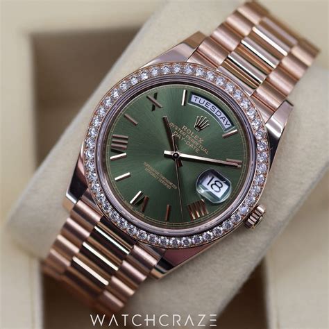 rolex 228345rbr|Rolex rose gold olive dial.